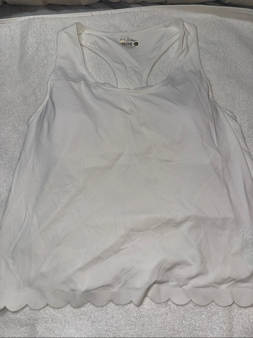Lily Pulitzer Luxletic  White Scalloped-Hem Racerback Tank